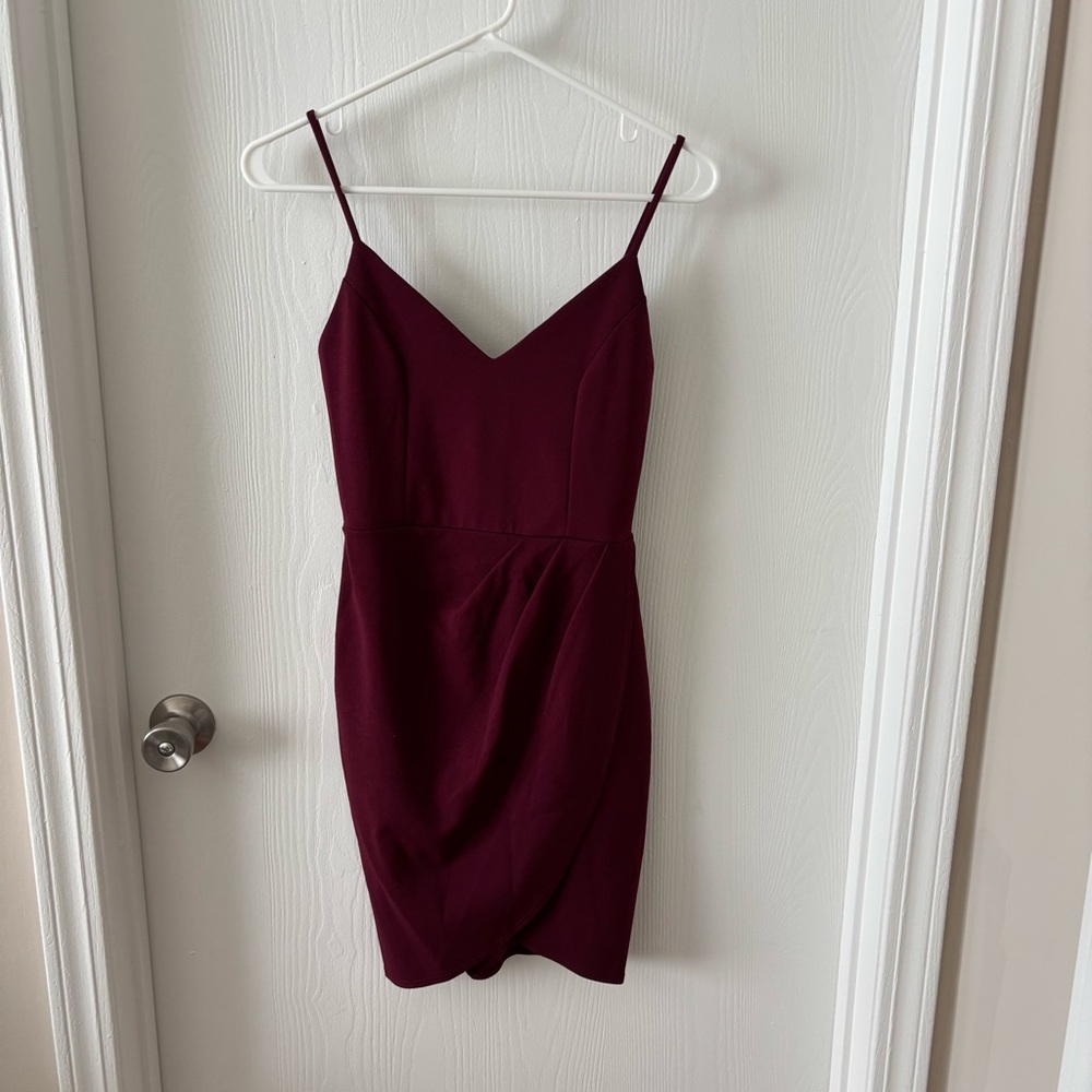 Lulu's Burgundy Mini Dress with Spaghetti Straps